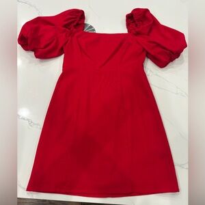 Cute Puffy Sleeve Red Dress